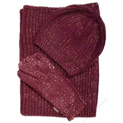 Ensemble Snood Bonnet Gants HV Polo Sparkle Roja